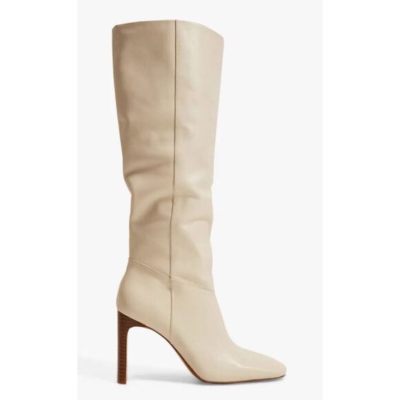 MANGO
Campo Leather Knee High Boots in Ivory Size 37 / Néw With Tags - Picture 4 of 9